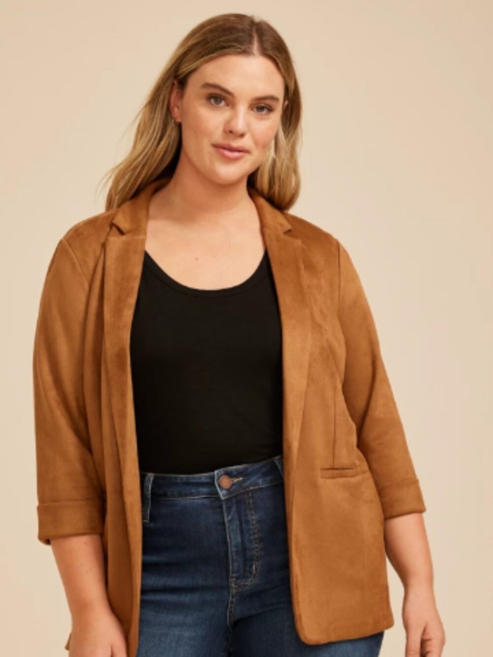 Maurice's Brown Faux Suede Blazer XL